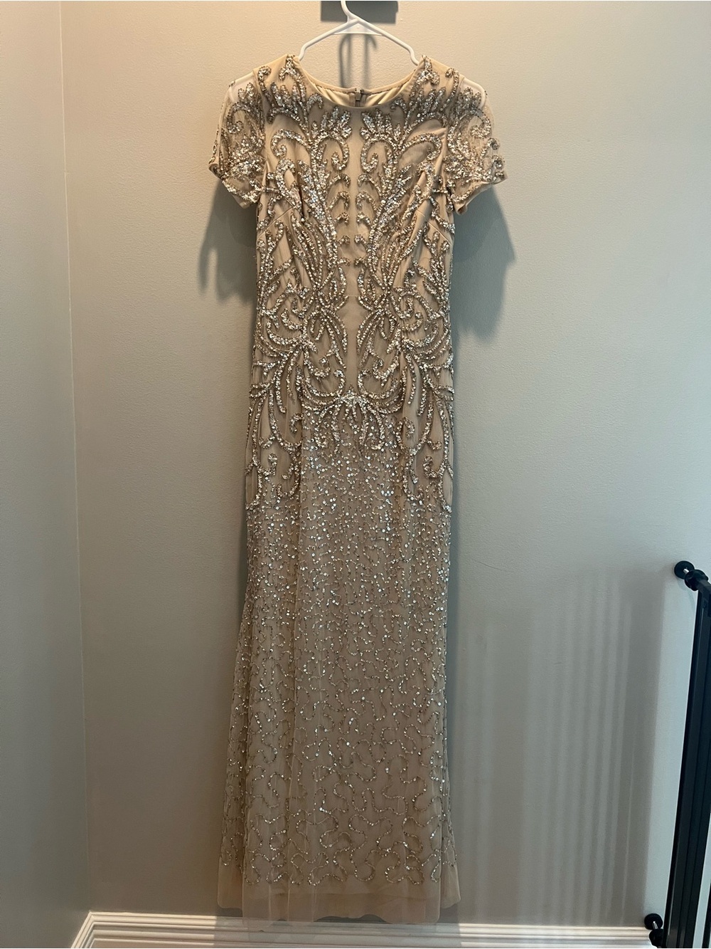 Adrianna Papell Cream Sequin Embellished Dress